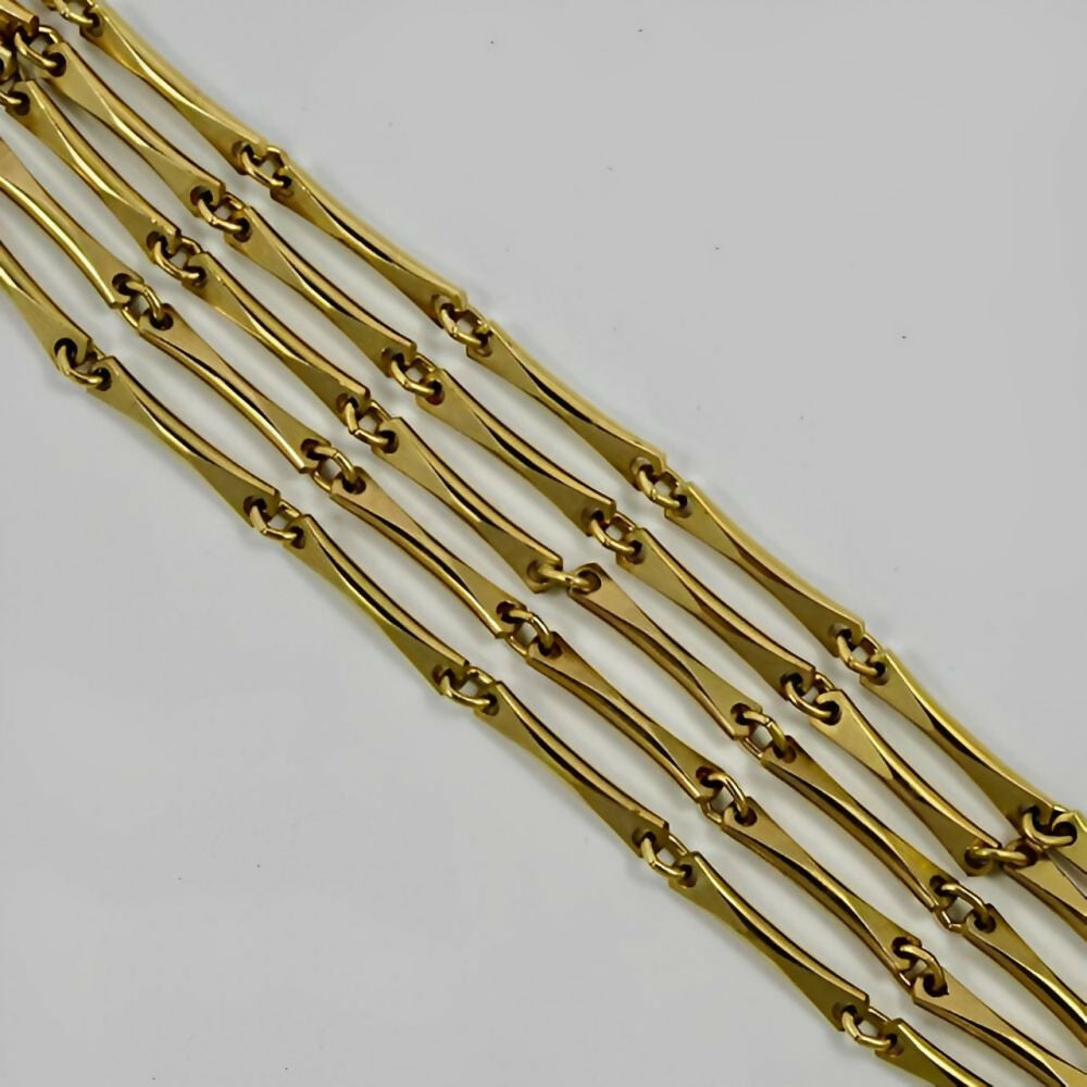 Gold-Plated-Five-Strand-Chain-Link-Necklace-circa-1950s-4z