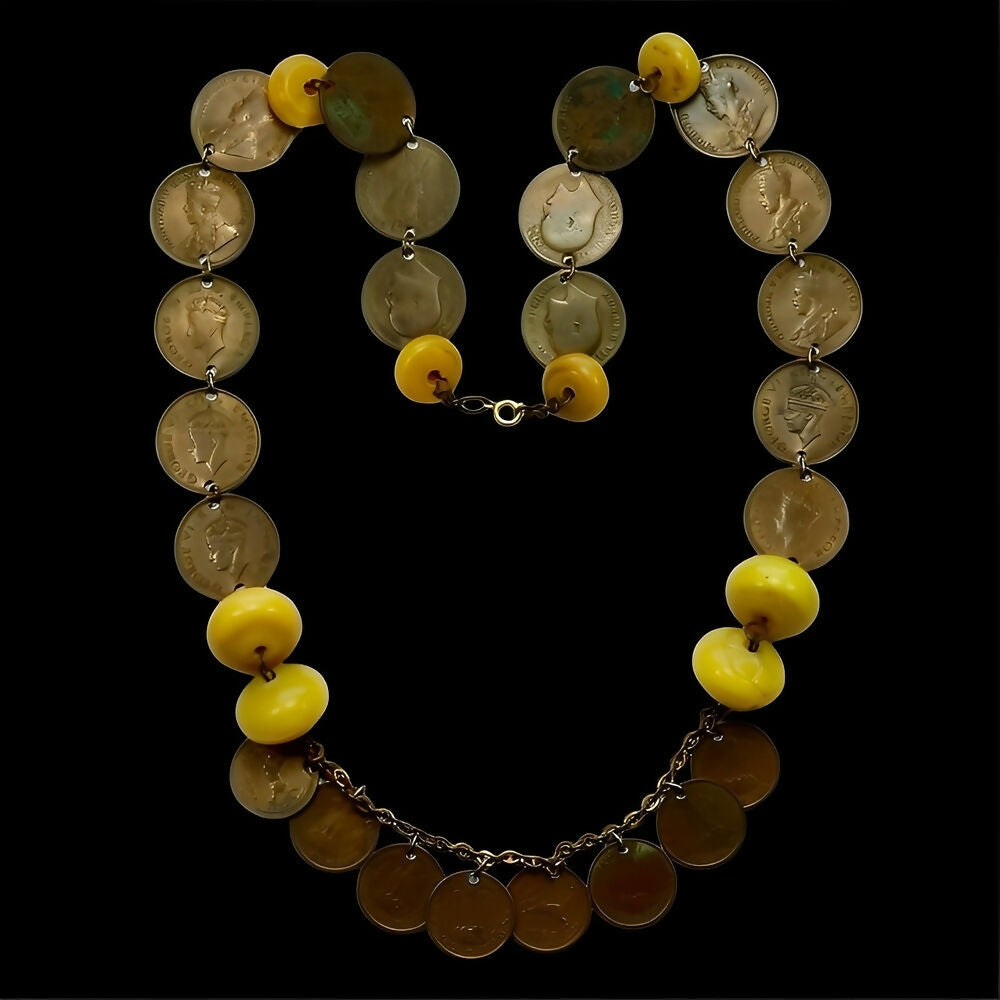 indian-tibetan-coin-and-yellow-resin-beads-necklace-7p