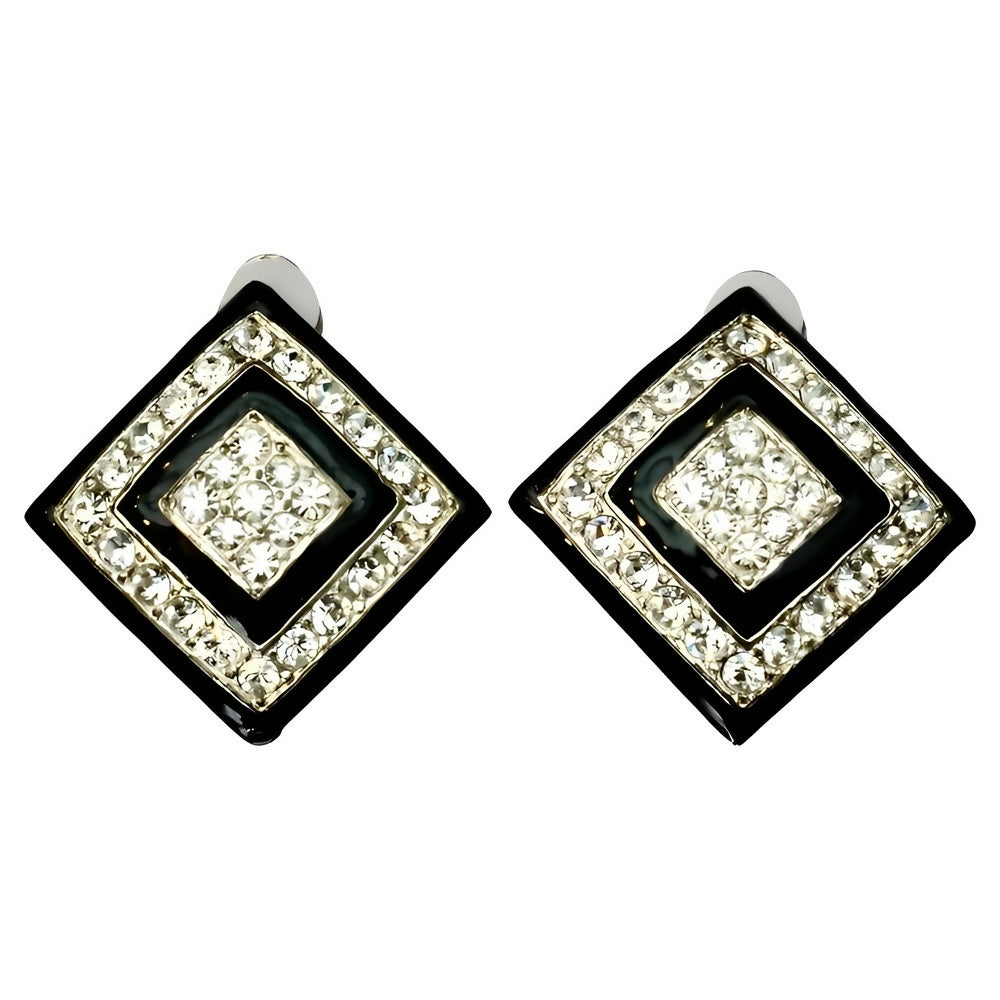 silver-tone-black-enamel-and-rhinestone-clip-on-statement-earrings-1p