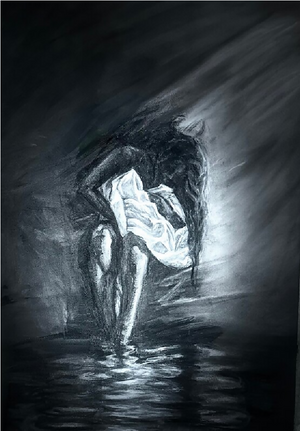 LORNA BENT - ILLUSIO. An original charcoal on paper artwork.
