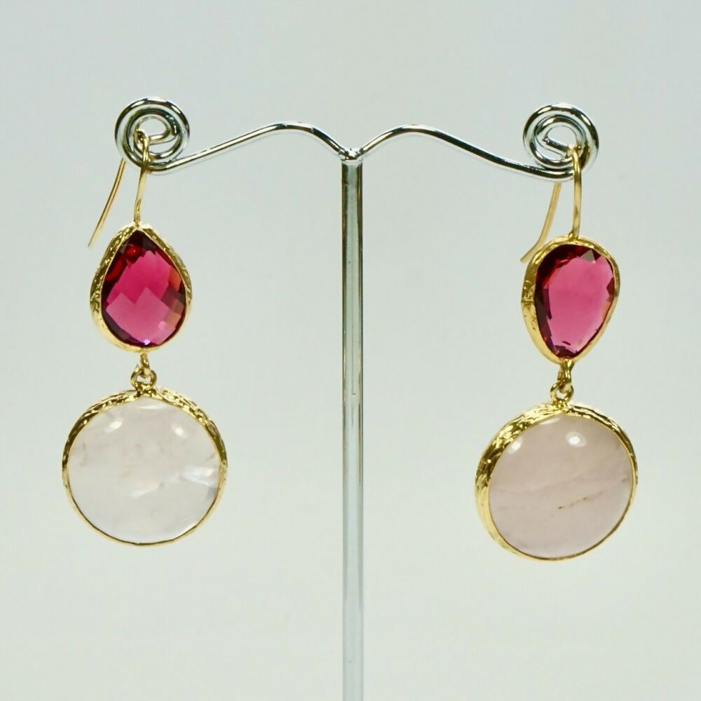 gold-plated-teardrop-and-round-purple-and-pink-glass-crystals-pierced-drop-earrings-2p