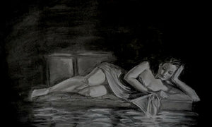 LORNA BENT - EXSPECTANS. An original charcoal on fabriano paper artwork.