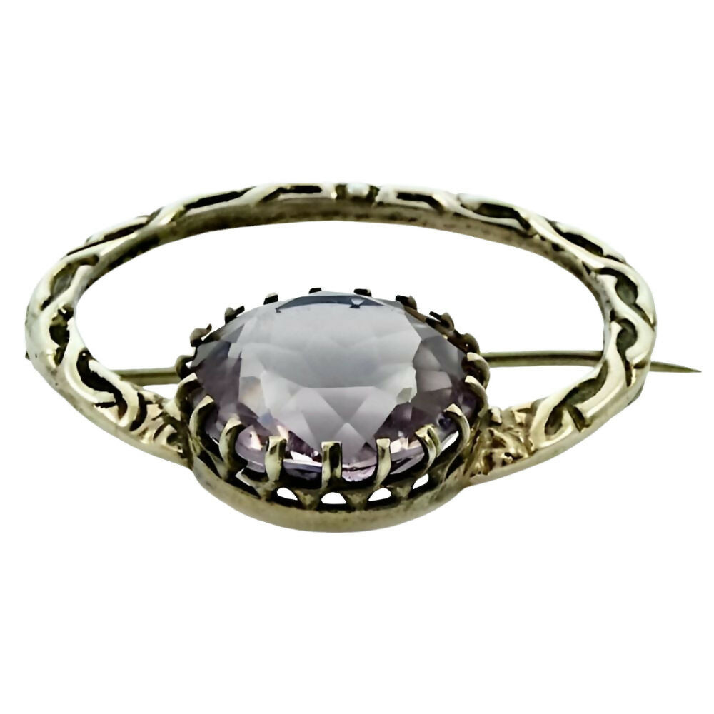 Antique-Victorian-Celtic-Silver-and-Faux-Amethyst-Brooch-2zp