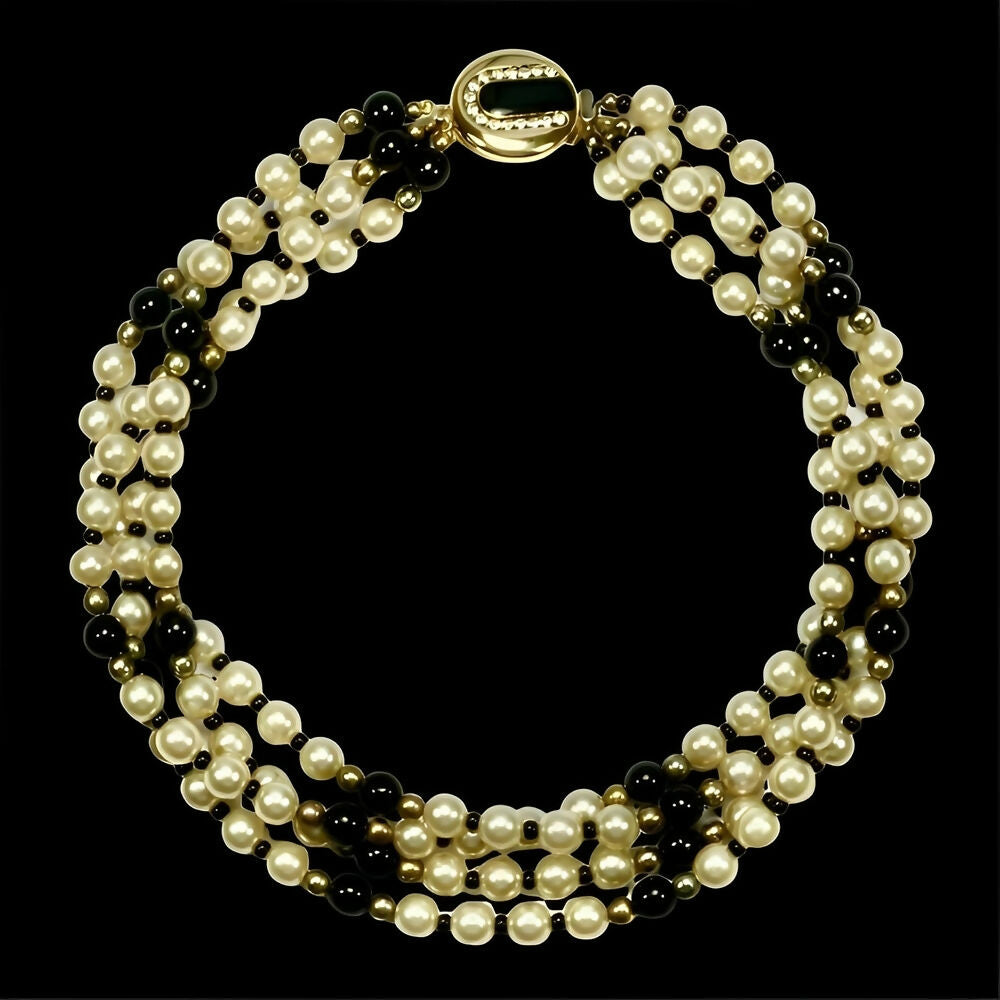 four-strand-faux-pearl-and-black-glass-bead-necklace-with-ornate-clasp-9p
