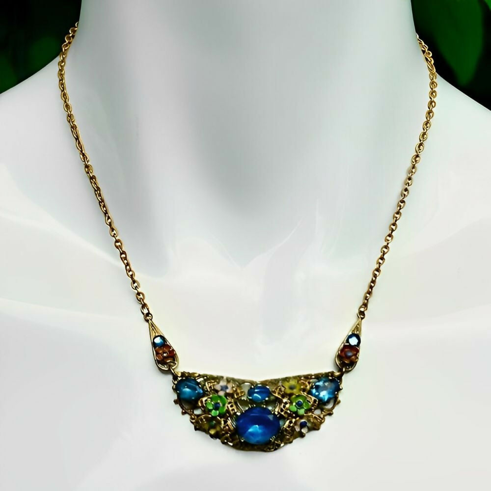 czech-gilt-metal-enamel-flower-blue-glass-necklace-circa-1930s-3z