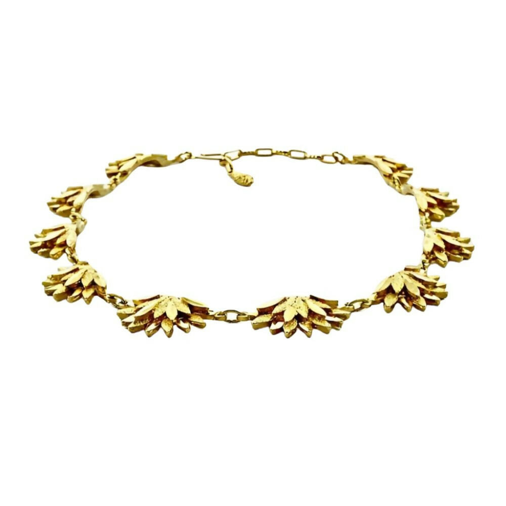 Gold-Plated-Brushed-and-Shiny-Petal-Link-Necklace-circa-1970s-4zs