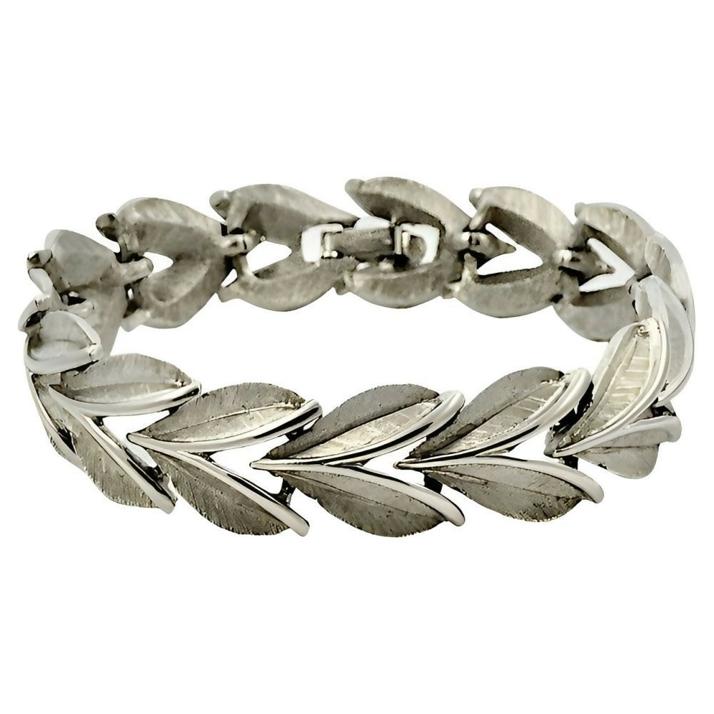 trifari-silver-plated-brushed-and-shiny-leaves-link-bracelet-circa-1960s-1z