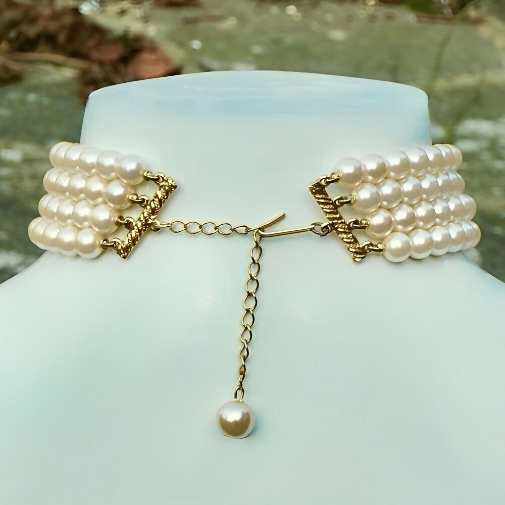 gold-plated-and-four-strand-cream-faux-pearl-choker-necklace-4p