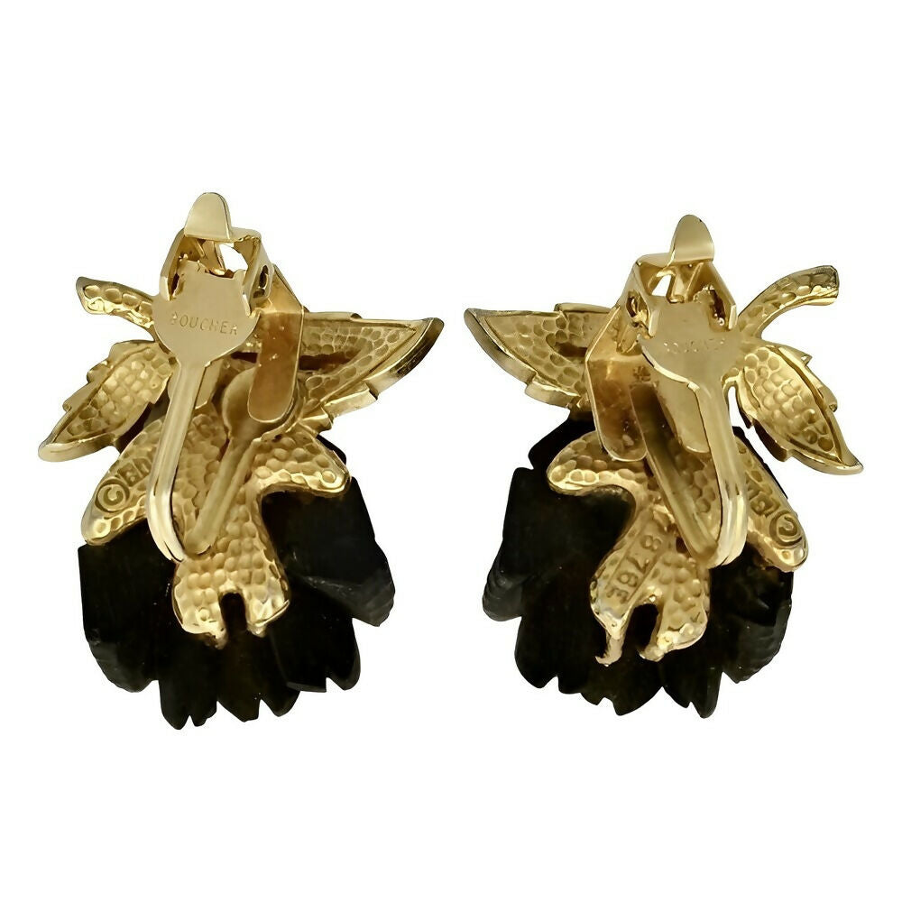 marcel-boucher-gold-plated-black-rose-clip-on-earrings-2p