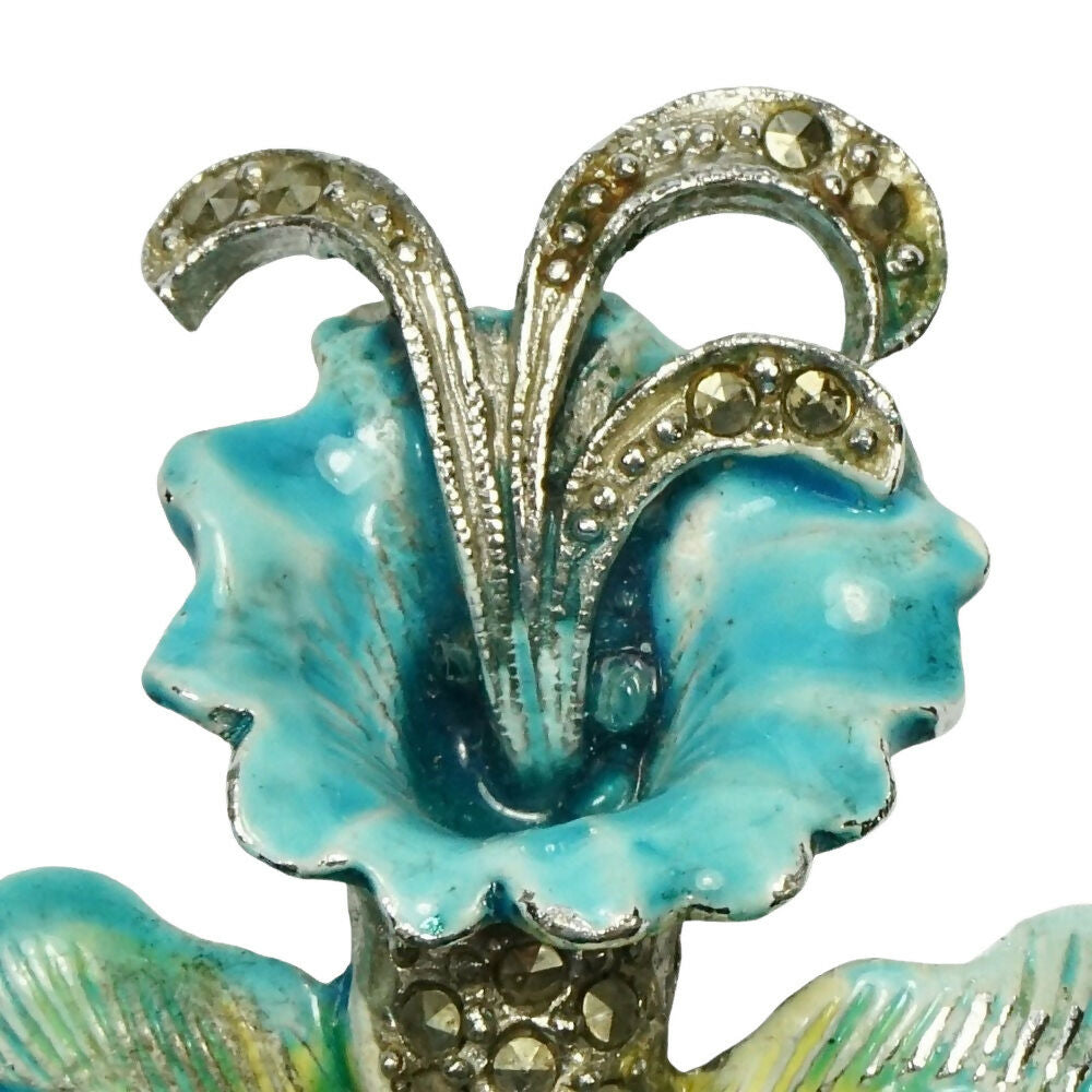 silver-tone-turquoise-enamel-and-marcasite-orchid-brooch-2op