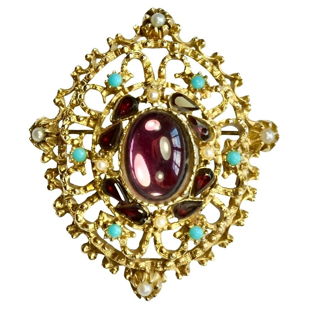 sphinx-gold-plated-renaissance-style-brooch-with-faux-gemstones-1p
