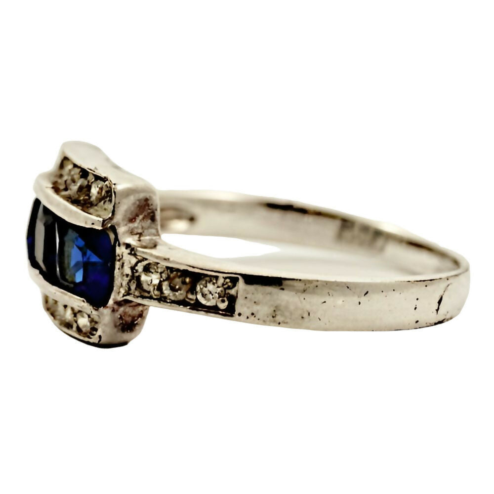 Silver-Ring-with-Azure-Blue-and-Clear-Rhinestones-circa-1950s - 2z